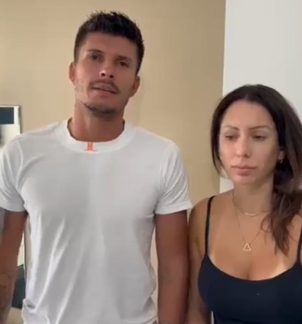 Léo Campos e a mulher Drica Borba se desculpam após repercussão negativa de vídeo — Foto: Divulgação/redes sociais