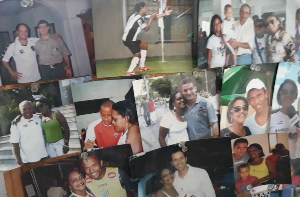 Fotos com ídolos também marcam amor pelo clube (Foto: Helenisia Delfino/Arquivo Pessoal)
