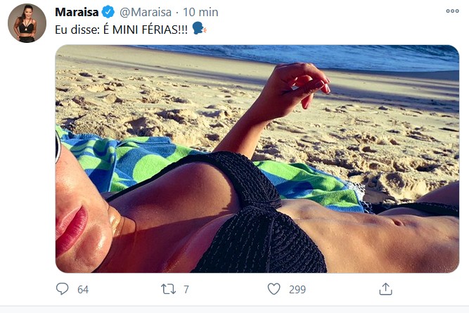 Maraisa exibe barriga chapada em praia (Foto: Reprodução/Twitter)