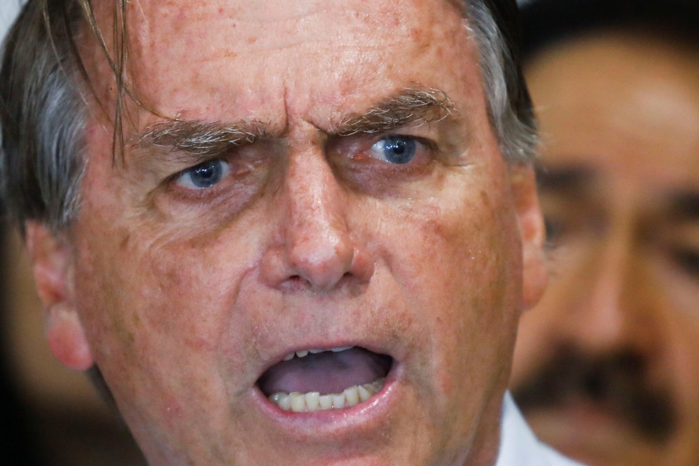 Ex-presidente Jair Bolsonaro durante entrevista coletiva — Foto: REUTERS/Jarbas Oliveira