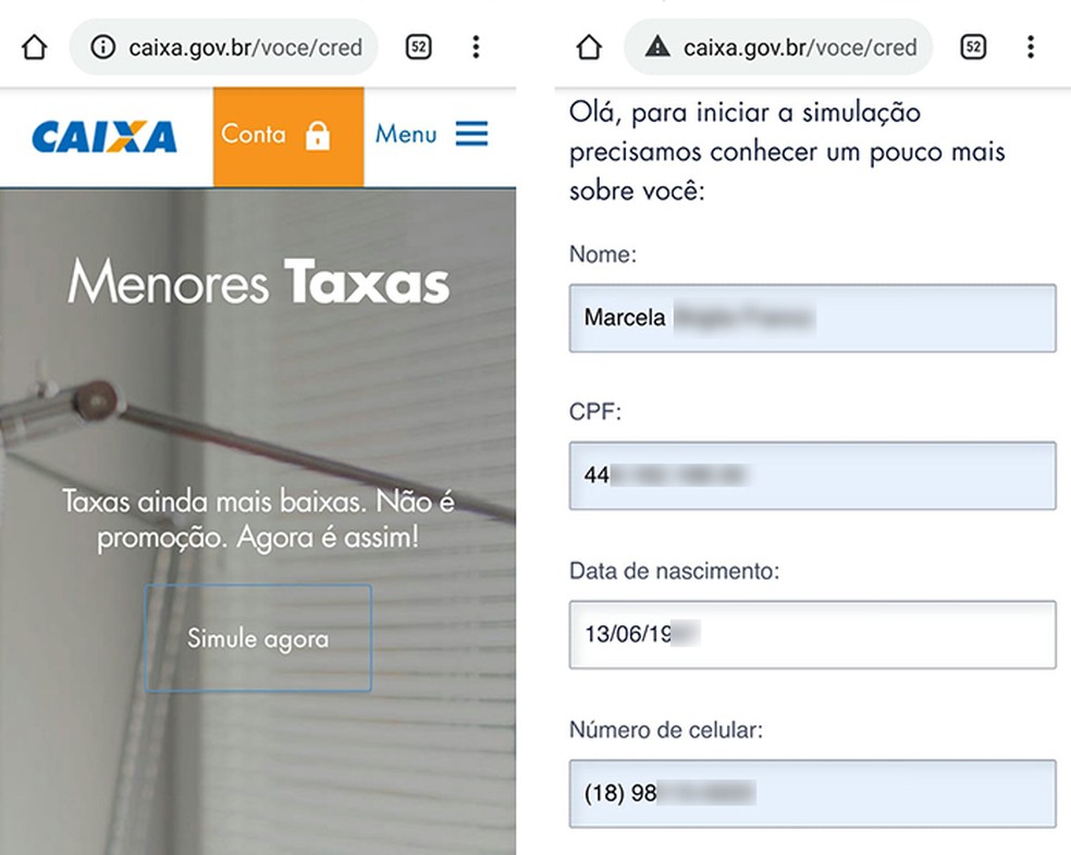 Caixa possui simulador para usuário saber se pode adquirir um cartão Caixa Sim — Foto: Reprodução/Marcela Franco