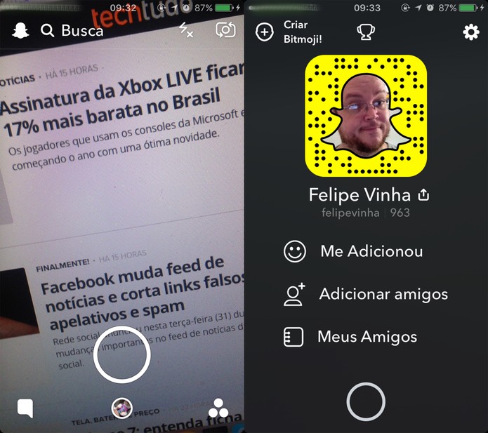 Snapchat cria Snapcodes com link para sites; saiba como incluir no seu (Foto: Reprodução/Felipe Vinha)