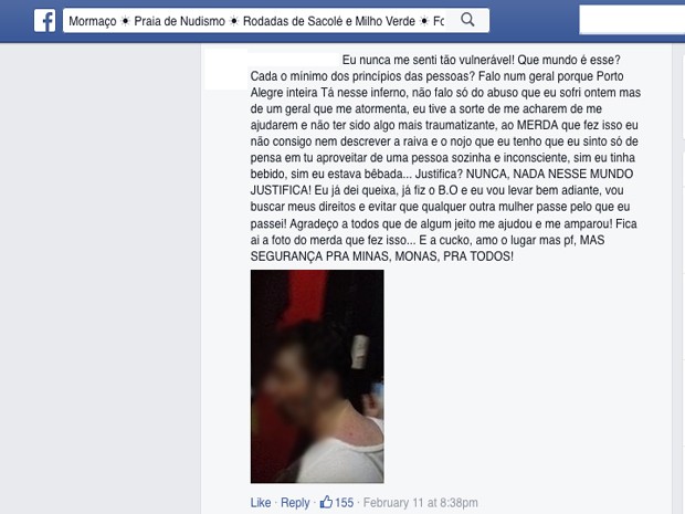facebook, cucko, abuso, festa, porto alegre (Foto: Reprodução/Facebook)