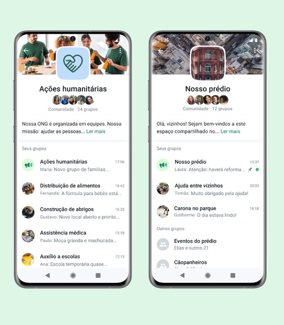WhatsApp divulgou imagem prévia do Comunidades, recurso que agrega vários grupos em um espaço compartilhado — Foto: Divulgação/WhatsApp