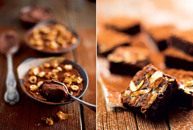 Brownie com amêndoas e mousse de chocolate: valem cada caloria consumida (Foto: Rogério Voltan)