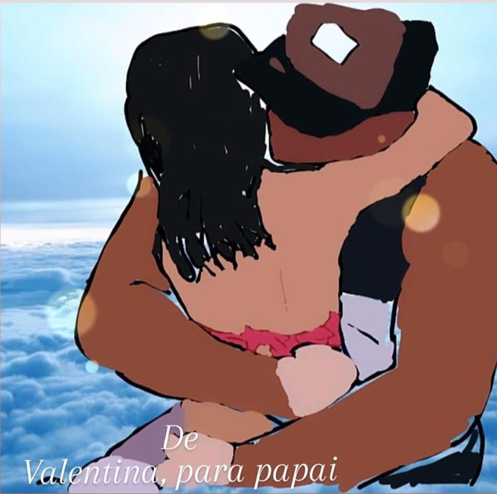 Filha fez desenho em computador para o pai, desejando forças para que ele voltasse para casa — Foto: Arquivo Pessoal