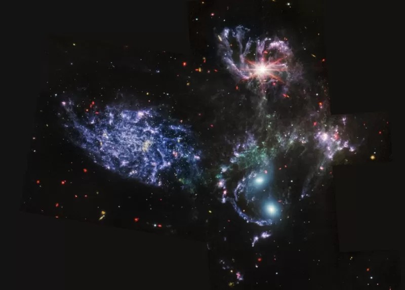 A 'dança cósmica' de cinco galáxias do Quinteto de Stephan pelas lentes do James Webb (Foto: NASA/ESA/CSA/STSC)
