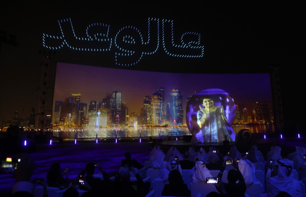 Cerimônia foi realizada na orla de Doha — Foto: Reuters