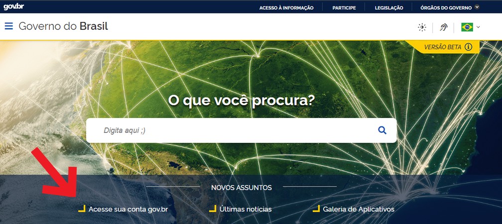 Página inicial do portal gov.br — Foto: Reprodução