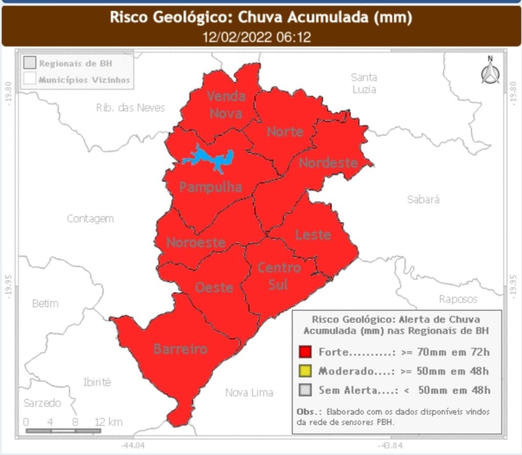 Belo Horizonte tem todas as regiões em risco geológico e alerta de chuva