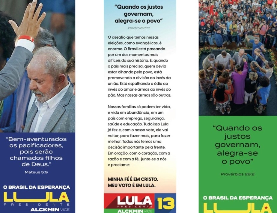 Novo panfleto dirigido aos evangélicos será distribuído pela campanha de Lula a partir de sábado