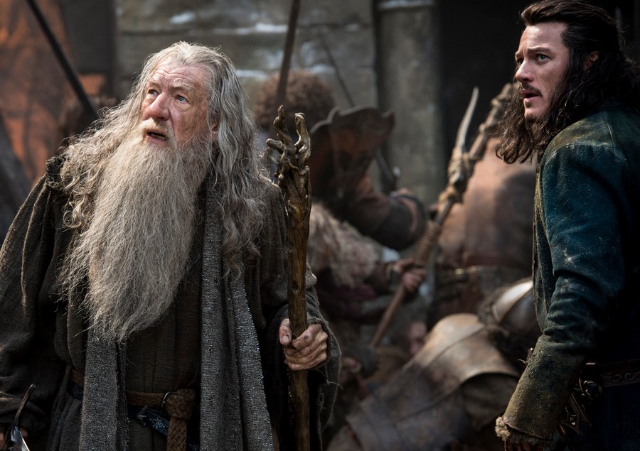 Luke Evans e Ian McKellen em cena da trilogia O Hobbit (Foto: Reprodução)