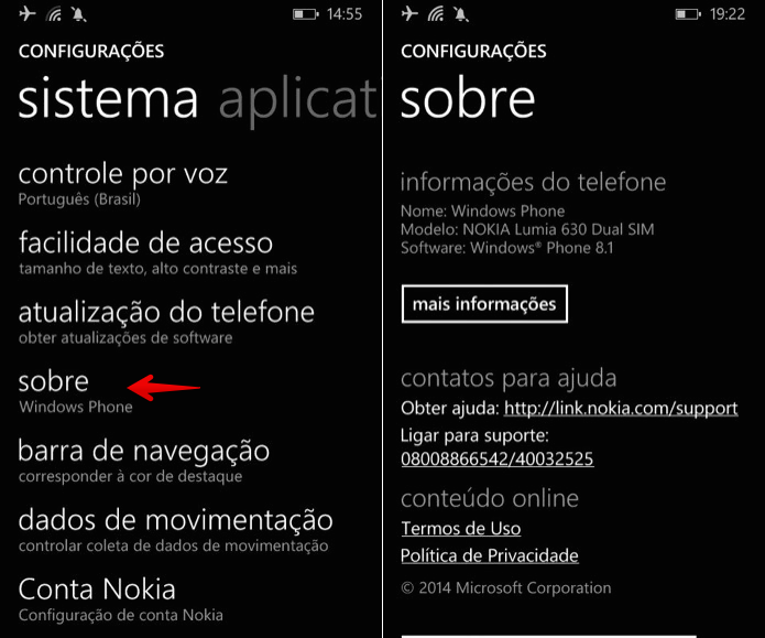 Acesse as informa??es sobre o Windows Phone (Foto: Reprodu??o/Helito Bijora) 
