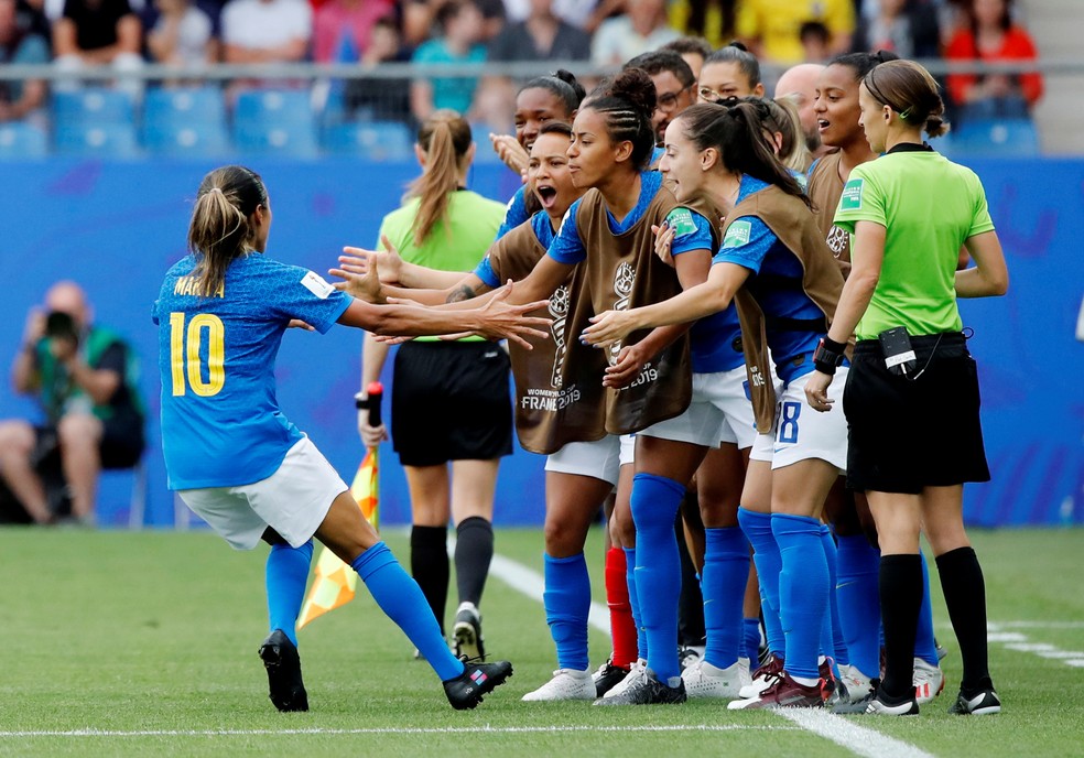 Marta comemora gol do Brasil sobre a AustrÃ¡lia â?? Foto: Reuters