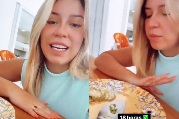 Marília Mendonça comendo jiló (Foto: Reprodução/ Instagram)