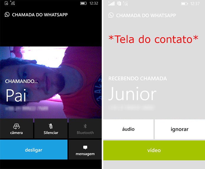 Contato será avisado sobre videochamada no WhatsApp e poderá atender com áudio ou vídeo (Foto: Reprodução/Elson de Souza)