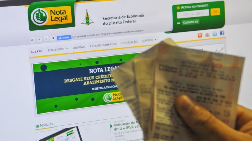 Prêmio sorteado pelo programa Nota Legal pode ser conferido no site da Secretaria de Economia do DF — Foto: Agência Brasília