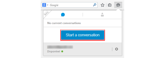 Conversas podem ser iniciadas na janela principal do navegador (foto: Reprodução/Firefox)