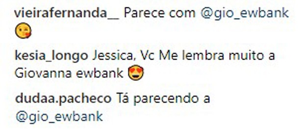 Fãs falam de semelhança entre Jéssica Costa e Giovanna Ewbank (Foto: Reprodução/Instagram)