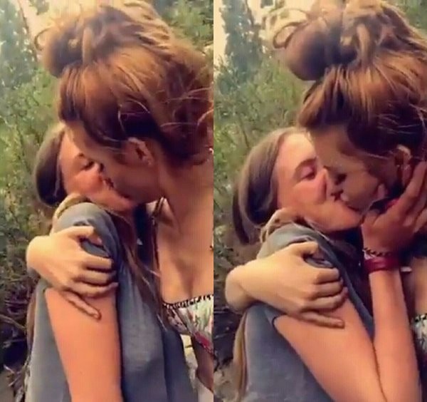 A atriz Bella Thorne e sua suposta namorada (Foto: Snapchat)