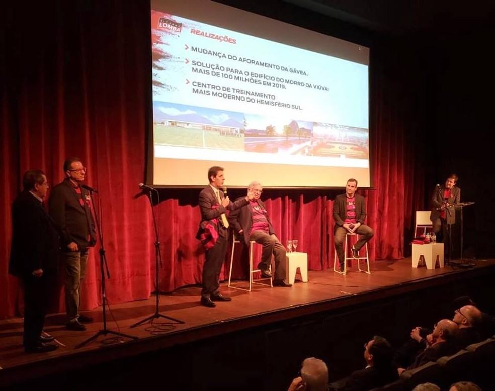 Wrobel apresenta "realizaÃ§Ãµes" em lanÃ§amento da candidatura de Ricardo Lomba Ã  presidÃªncia do Flamengo â Foto: DivulgaÃ§Ã£o Chapa Rosa - "Fla AvanÃ§a Mais"