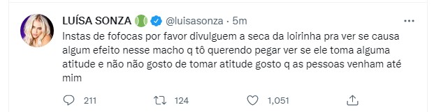 Luísa Sonza posta no Twitter (Foto: Reprodução Twitter)