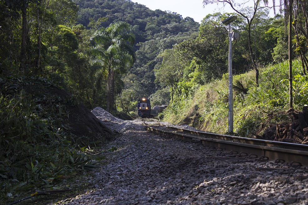 Trecho da ferrovia Paranaguá.  — Foto: Marcio Kubo