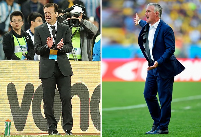 Dunga e Didier Deschamps brasil frança (Foto: Editoria de Arte) Dunga e Didier Deschamps brasil frança (Foto: Editoria de Arte)