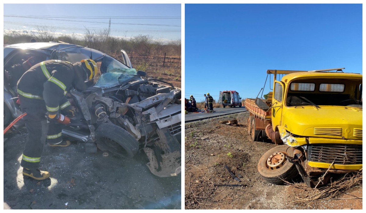 Caminhão bate de frente com carro e quatro pessoas ficam feridas na MGC-122