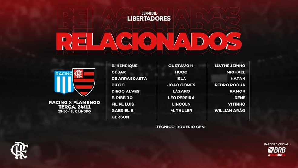 Relacionados Flamengo Racing — Foto: Divulgação