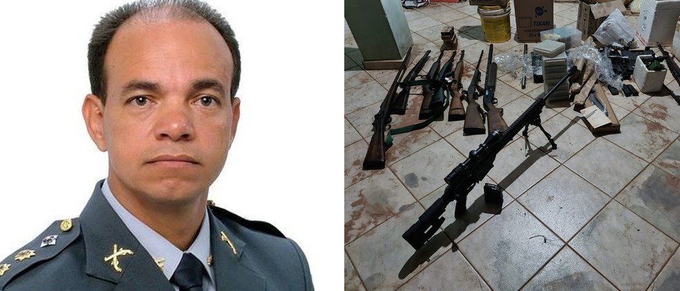 Laudo indica que funcionário morto em motel de Marília foi baleado pelas costas por patrão; coronel aposentado da PM Dhaubian Braga Brauioto Barbosa — Foto: Arquivo pessoal e Polícia Civil
