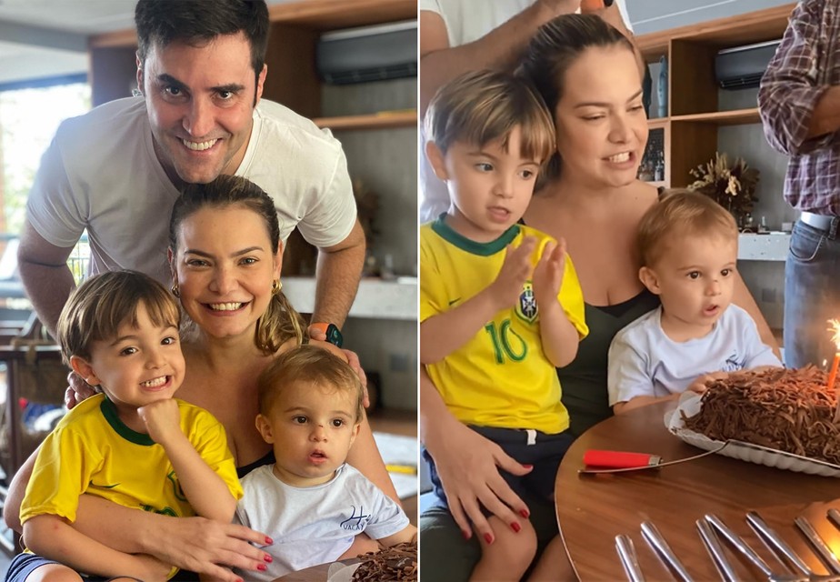 Milena Toscano e Pedro Ozores com os filhos, João Pedro e Francisco