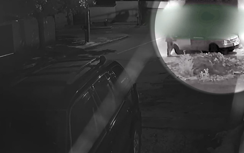 Vídeo de câmera de segurança mostra quando casal sai na madrugada em carro com outros dois homens, em Aparecida de Goiânia  — Foto: Reprodução/TV Anhanguera