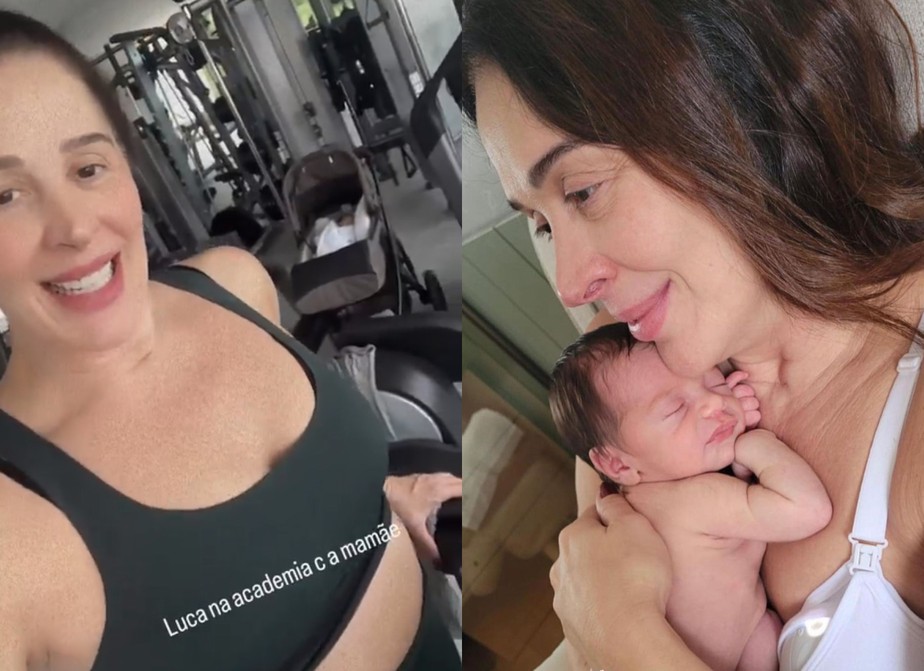 Claudia Raia retorna aos treinos após o nascimento do filho Luca