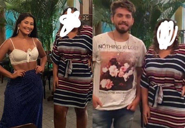 Ex-casal Thaynara OG e Gustavo Mioto posam com mesma fã no Maranhão (Foto: Reprodução/Instagram/Garotx do Blog)