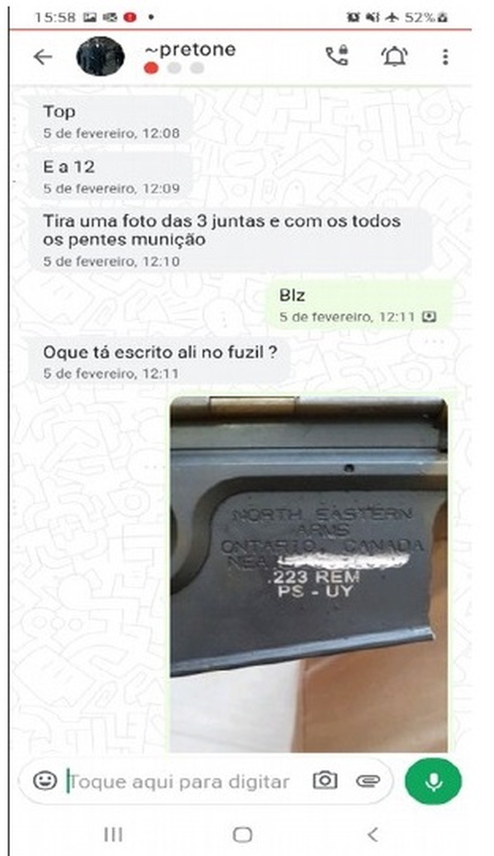 Em conversa via aplicativo de mensagem, integrantes de quadrilha organizavam o envio de armas para o Rio de Janeiro — Foto: Reprodução