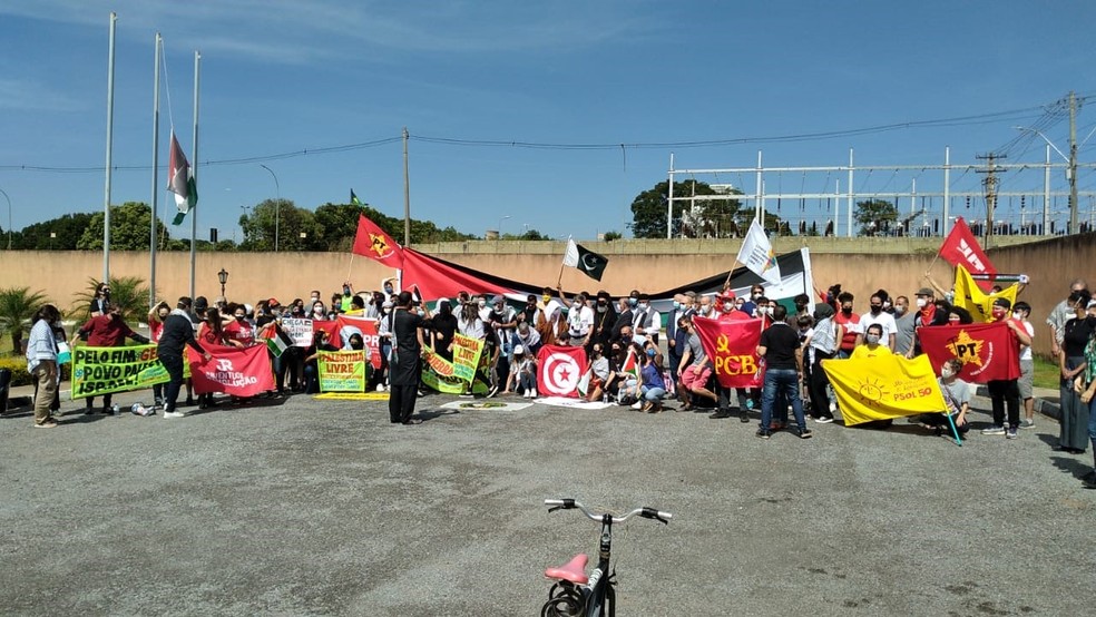 manifestantes fazem ato em brasilia contra bombardeio de territorio palestino por israel mundo g1
