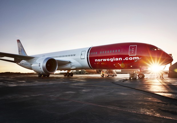 Boeing 787 Dreamliner da Norwegian, modelo que faz a rota Londres-Rio de Janeiro desd eo início de abril (Foto: Divulgação)