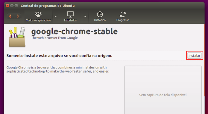 Iniciando a instala??o do Google Chrome no Linux (Foto: Reprodu??o/Edivaldo Brito)