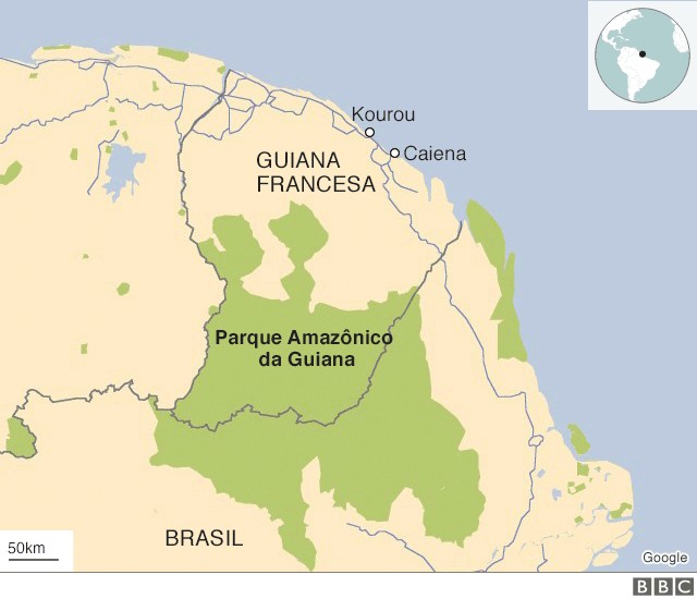 Mapa Guiana Francesa (Foto: via BBC News Brasil)
