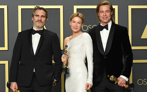 Joaquin Phoenix, Melhor Ator, Renée Zellweger, Melhor Atriz, e Brad Pitt, Melhor Ator coadjuvante
