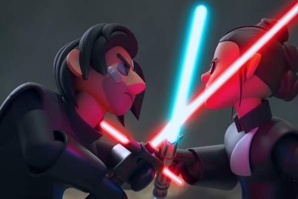 Uma cena da animação que mostra os eventos narrados no roteiro original de Star Wars: Episódio IX (Foto: Reprodução)