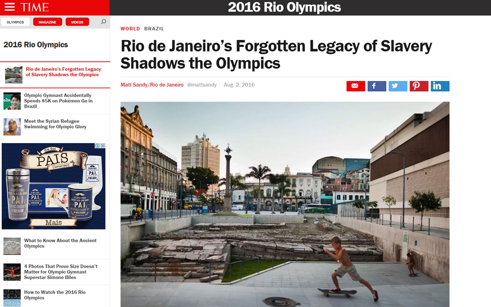 Artigo da revista 'Time' fala sobre o legado esquecido da escravidão no Rio de Janeiro
