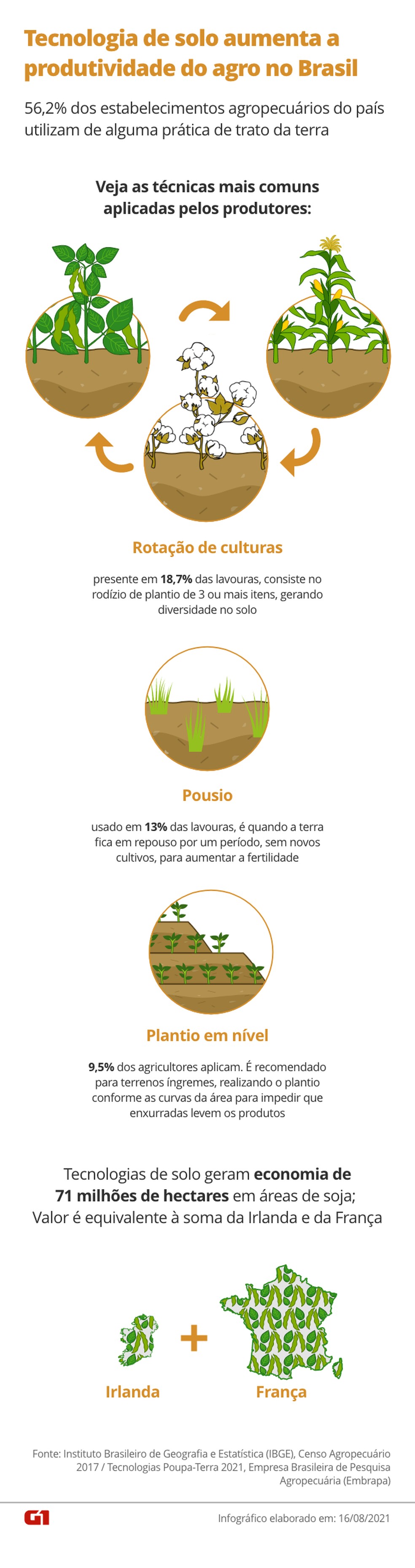 Tecnologia de solo aumenta a produtividade do agro no Brasil — Foto: Arte / G1