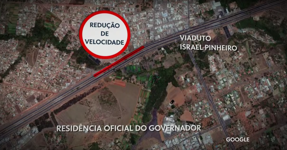 Mapa onde será alterado o limite máximo de velocidade permitida na EPTG (Foto: TV Globo/Reprodução)
