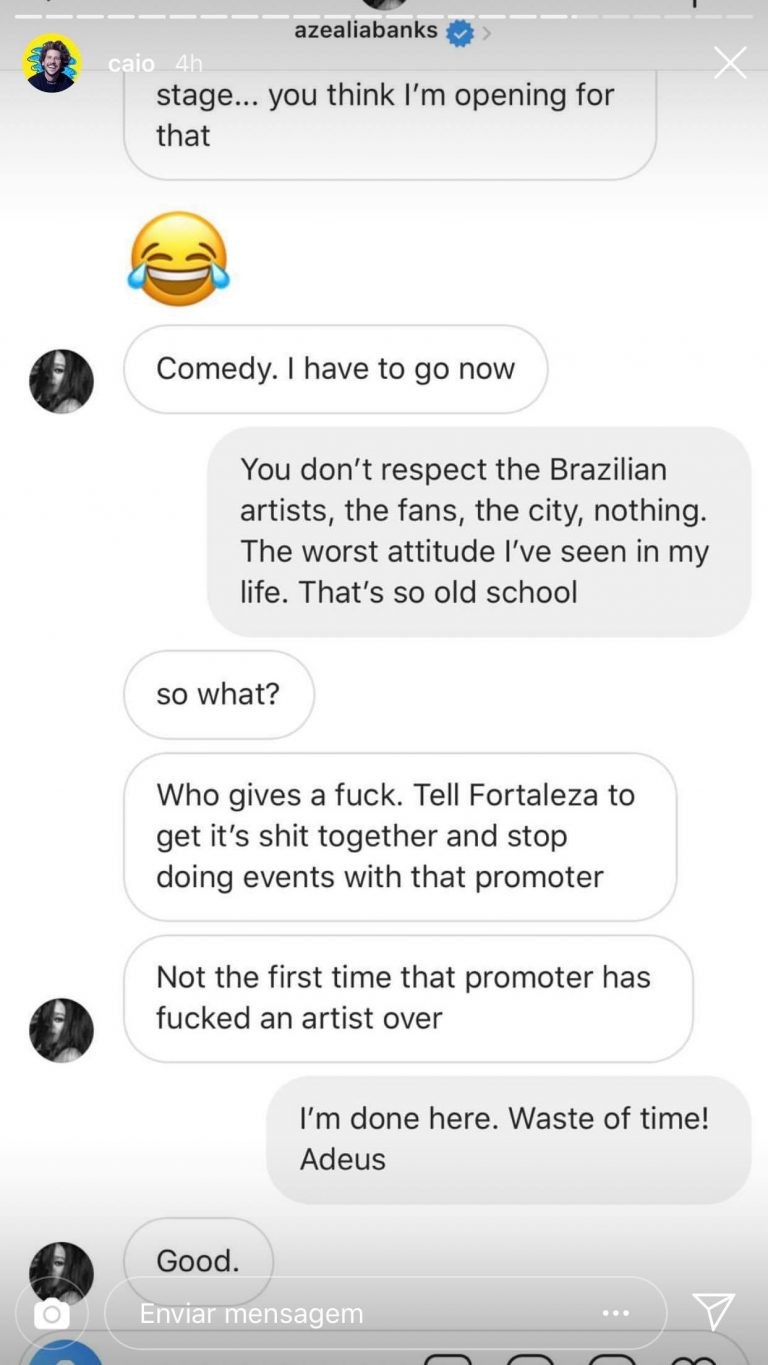 Azealia Banks discute com Caio Braz e ataca Pabllo Vittar: “Exagerado e brega” (Foto: Reprodução / Instagram)