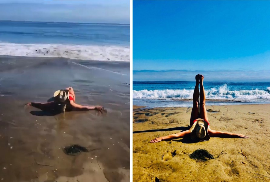 À esquerda, trecho do vídeo recente; à direita, foto publicada em setembro por Britney Spears (Foto: Reprodução/Instagram)