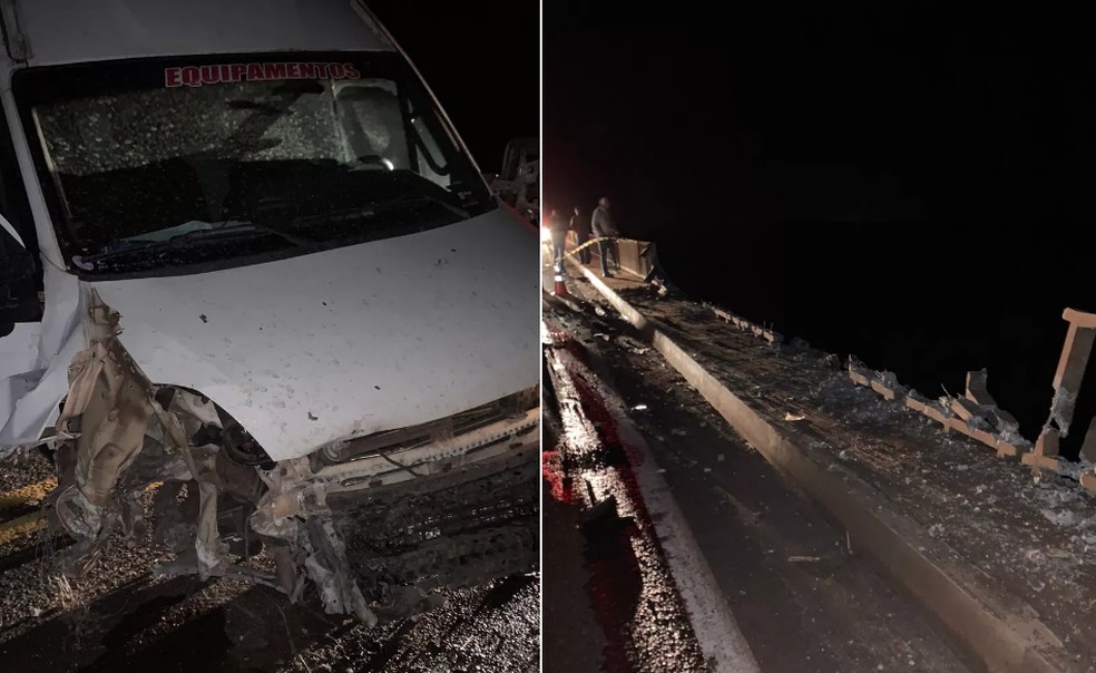 Motorista da van envolvida no acidente afirma que viu a caminhonete cair no rio — Foto: Arquivo pessoal