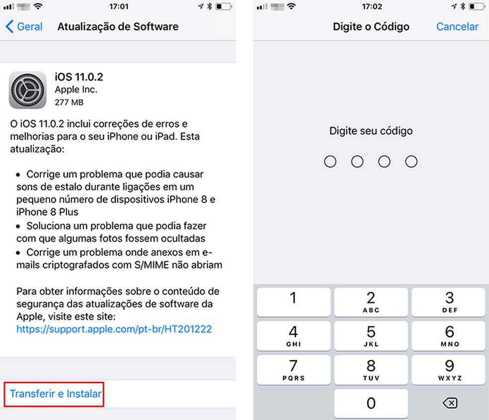 Faça o download do pacote do iOS no iPhone (Foto: Reprodução/Paulo Alves)