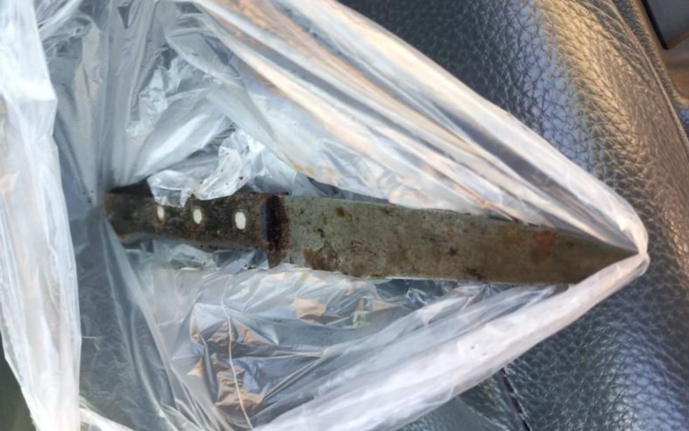Faca que teria sido usada para matar bebê em Porangatu, diz PM — Foto: Reprodução/Polícia Militar